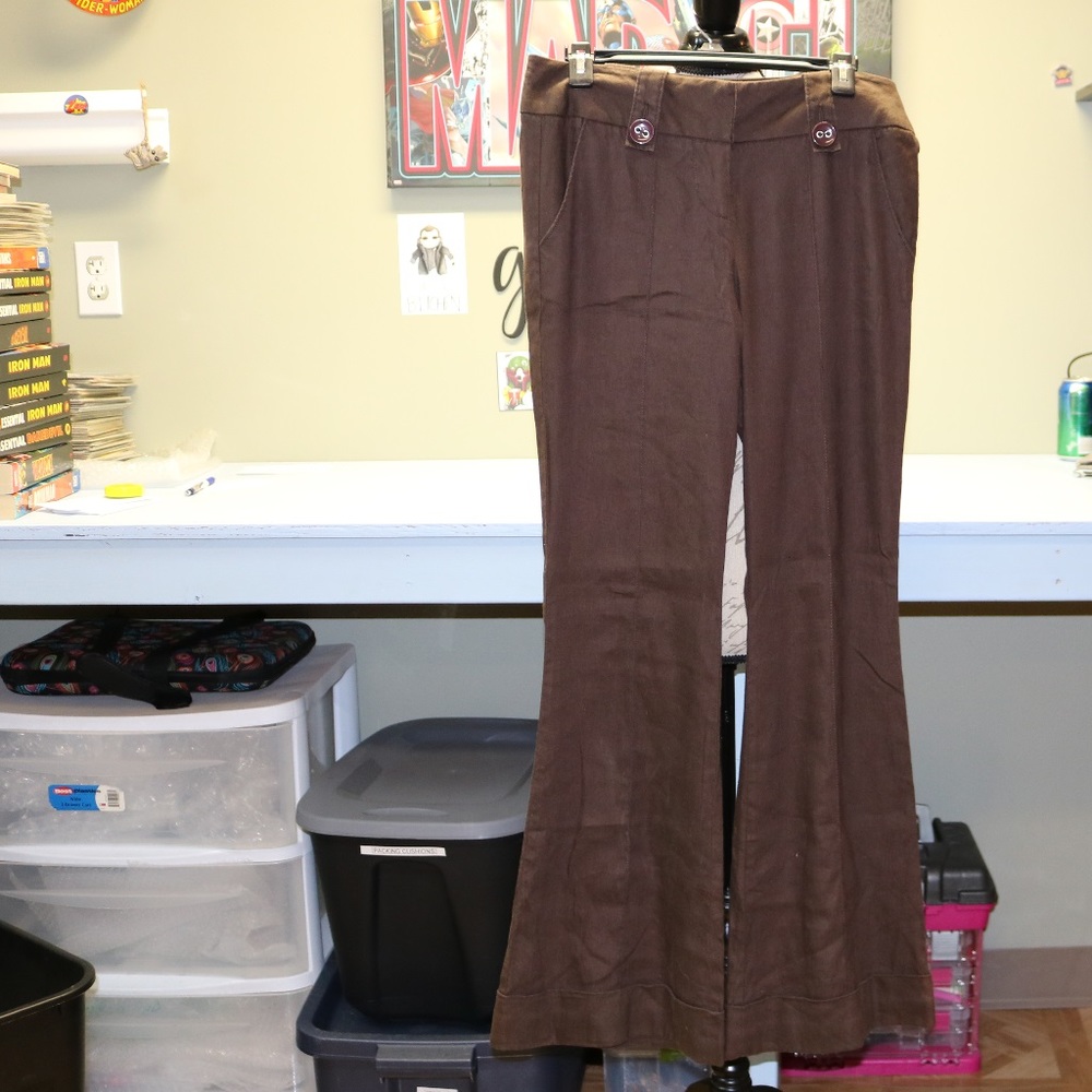 BEBE Brown Linen Summer Pants